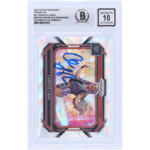 Candice LeRae WWE Autographed 2023 Panini Prizm Ice Prizm #21 Beckett Fanatics Witnessed Authenticated 10 Card