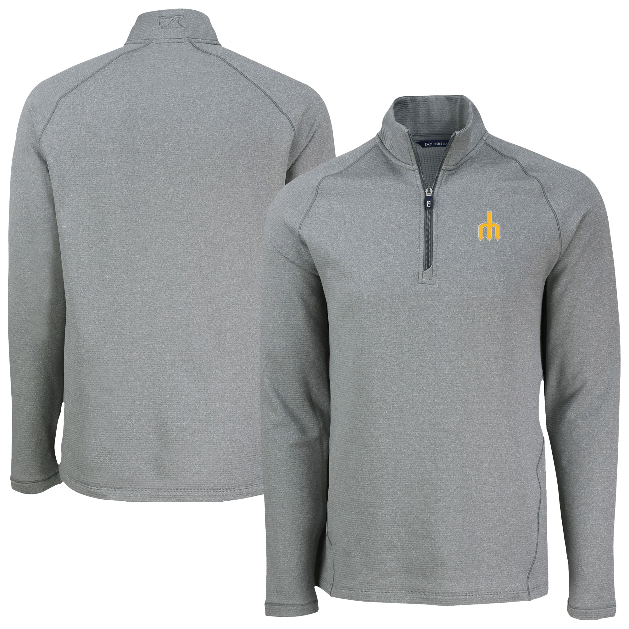 Men's Cutter & Buck Heather Gray Seattle Mariners Peshastin Eco Fleece Recycled Raglan Quarter-Zip Top