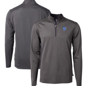 Men's Cutter & Buck Black Los Angeles Rams Big & Tall Virtue Eco Pique Micro Stripe Tri-Blend Quarter-Zip Jacket