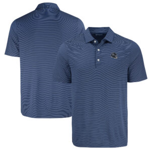 Men's Cutter & Buck Navy Tennessee Titans Forge Eco Fine Line Stripe Polo