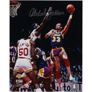 Kareem Abdul-Jabbar Los Angeles Lakers Autographed 8" x 10" Sky Hook vs. Houston Rockets Photograph