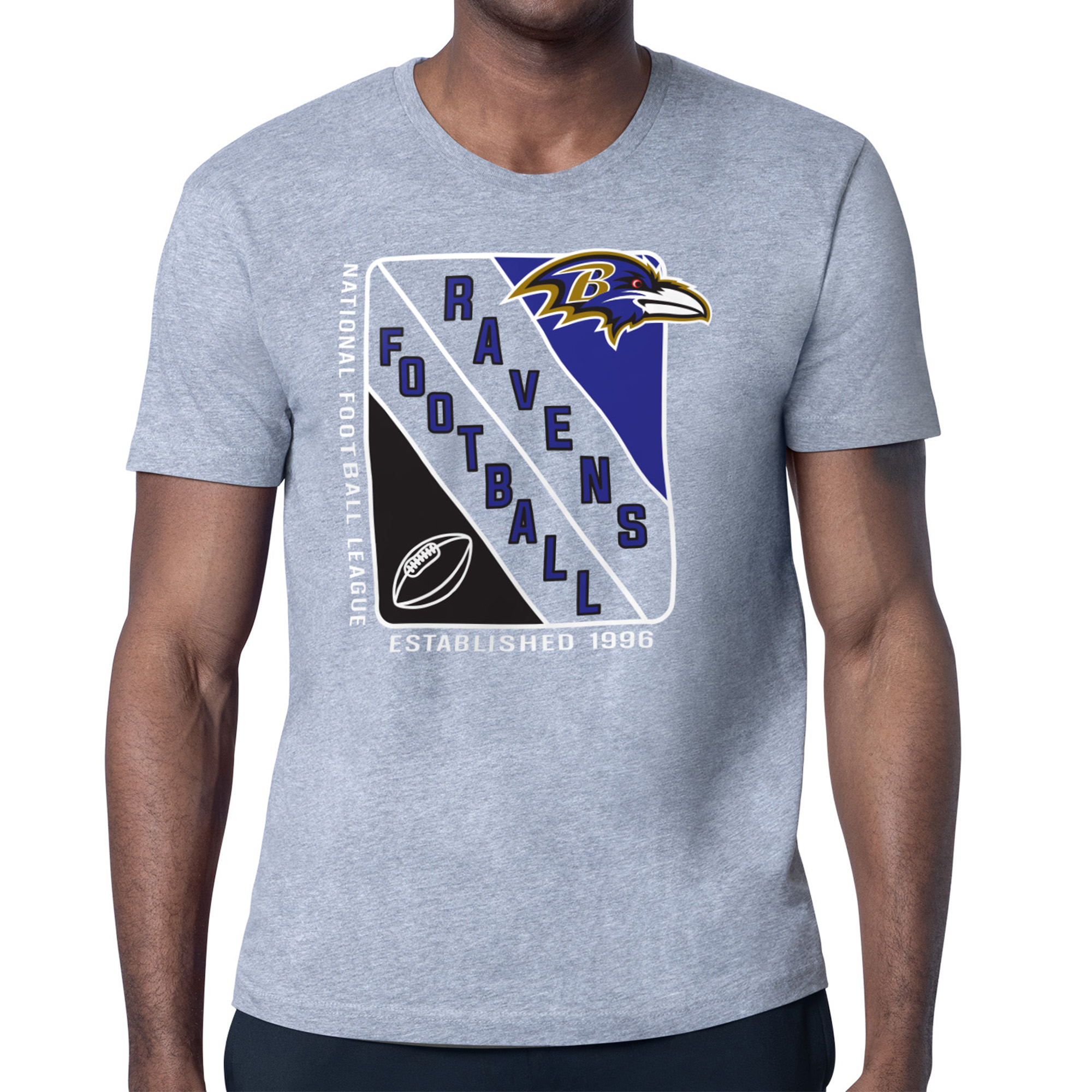 Men's Starter Heather Gray Baltimore Ravens Shield Logo T-Shirt