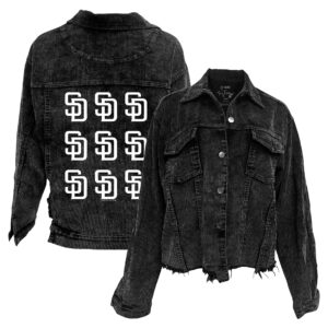 Women's Tiny Turnip  Black San Diego Padres Logo Grid Corduroy Button-Up Jacket