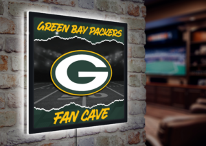 Green Bay Packers 23" LED Fan Cave Square-Shaped Lighted Wall Sign