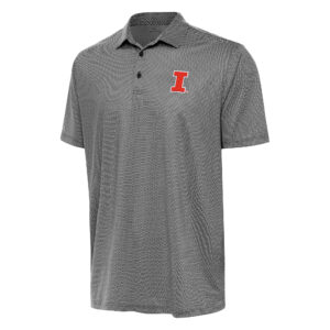 Men's Antigua Black/White Illinois Fighting Illini Rings Polo