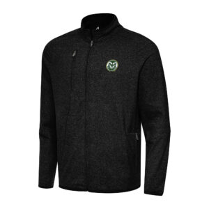 Men's Antigua Heather Black Colorado State Rams Hold-Up Full-Zip Tri-Blend Jacket