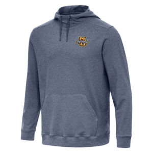 Men's Antigua Heather Navy Marquette Golden Eagles Cloud Pullover Hoodie