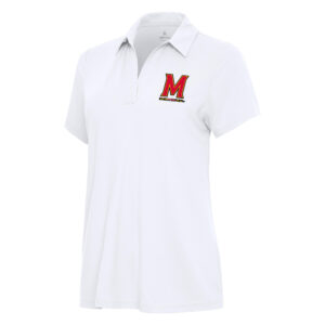 Women's Antigua White Maryland Terrapins Era V-Neck Polo
