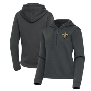 Women's Antigua  Pewter New Orleans Saints Contemporary Quarter-Zip Hoodie