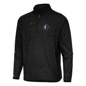 Men's Antigua Heather Black Dallas Mavericks Certain Quarter-Zip Tri-Blend Sweatshirt