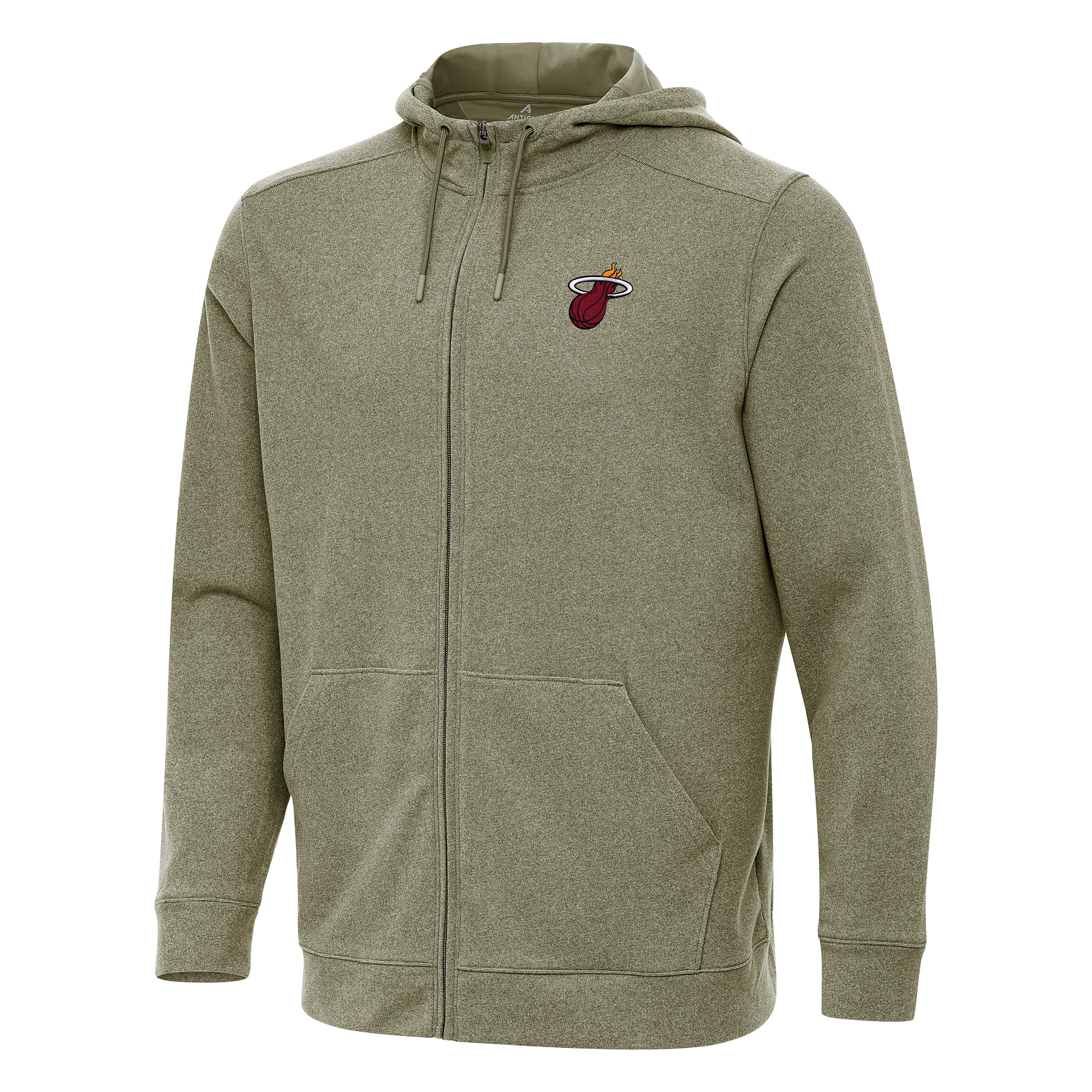 Men's Antigua Olive Miami Heat Effortless Full-Zip Hoodie Jacket