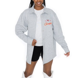 Women's Gameday Couture Ash Kansas City Chiefs Full-Button Long Sleeve Overshirt