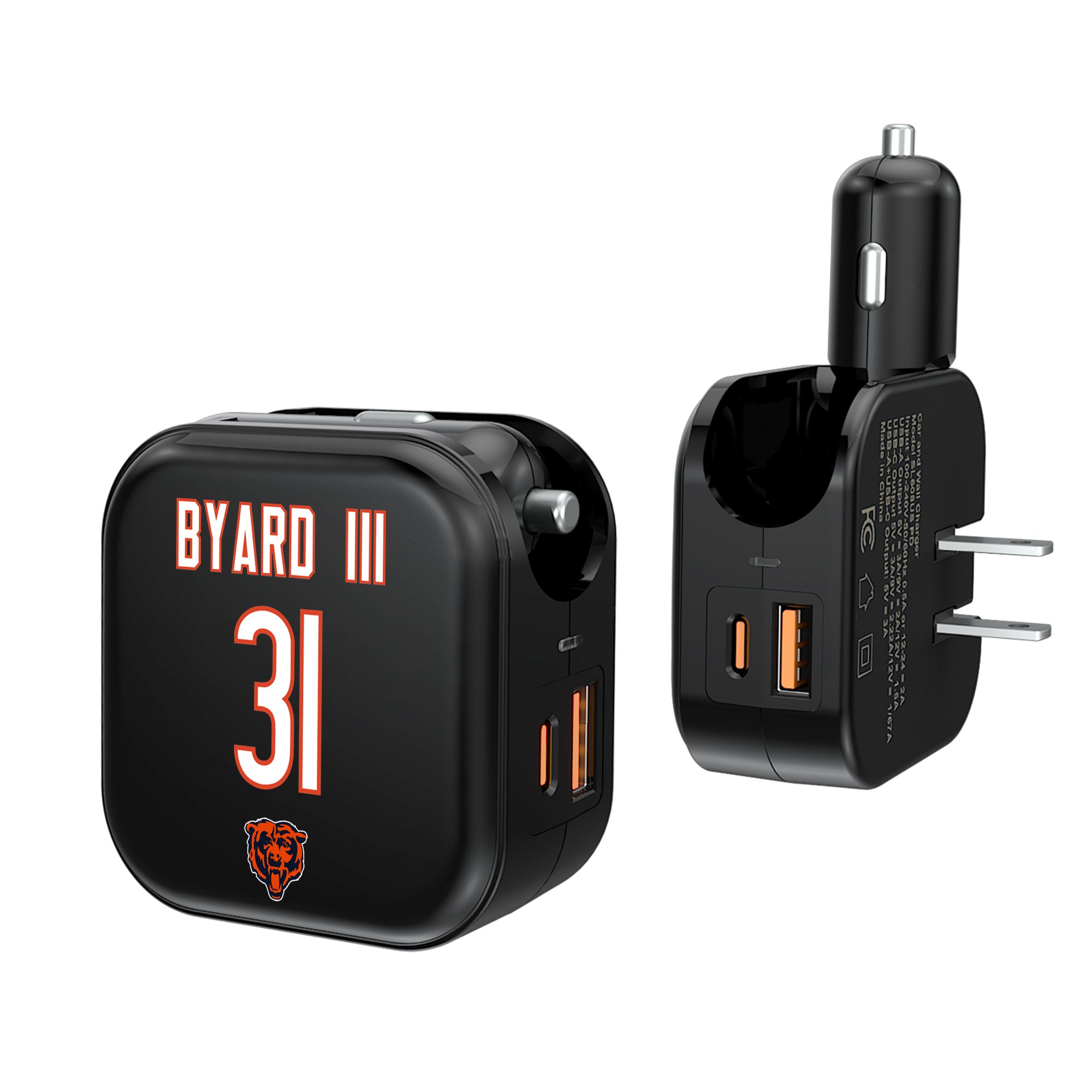 Keyscaper Kevin Byard III Chicago Bears Ready 2-in-1 USB Charger