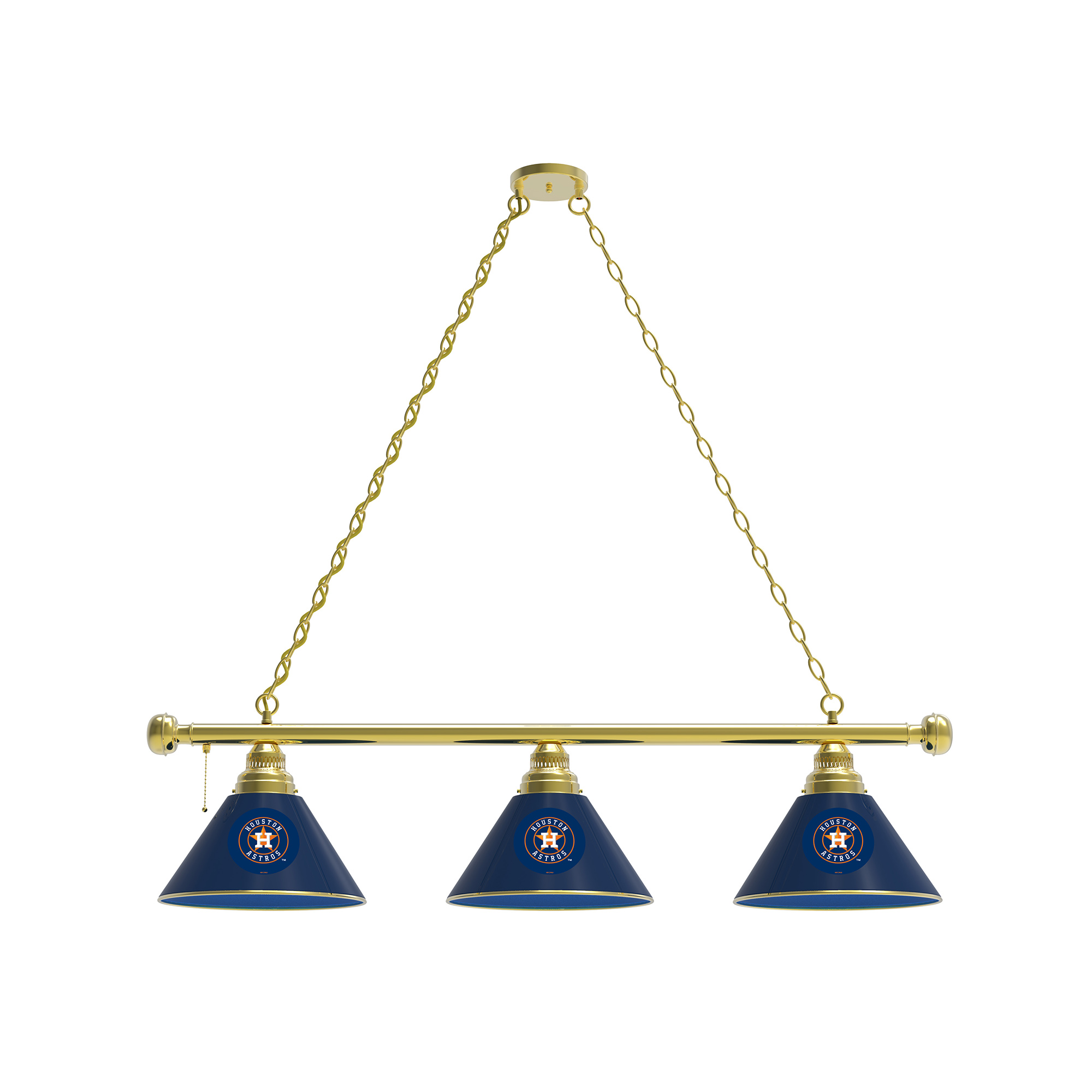 Houston Astros 3-Shade Billiard Light with Brass Fixture