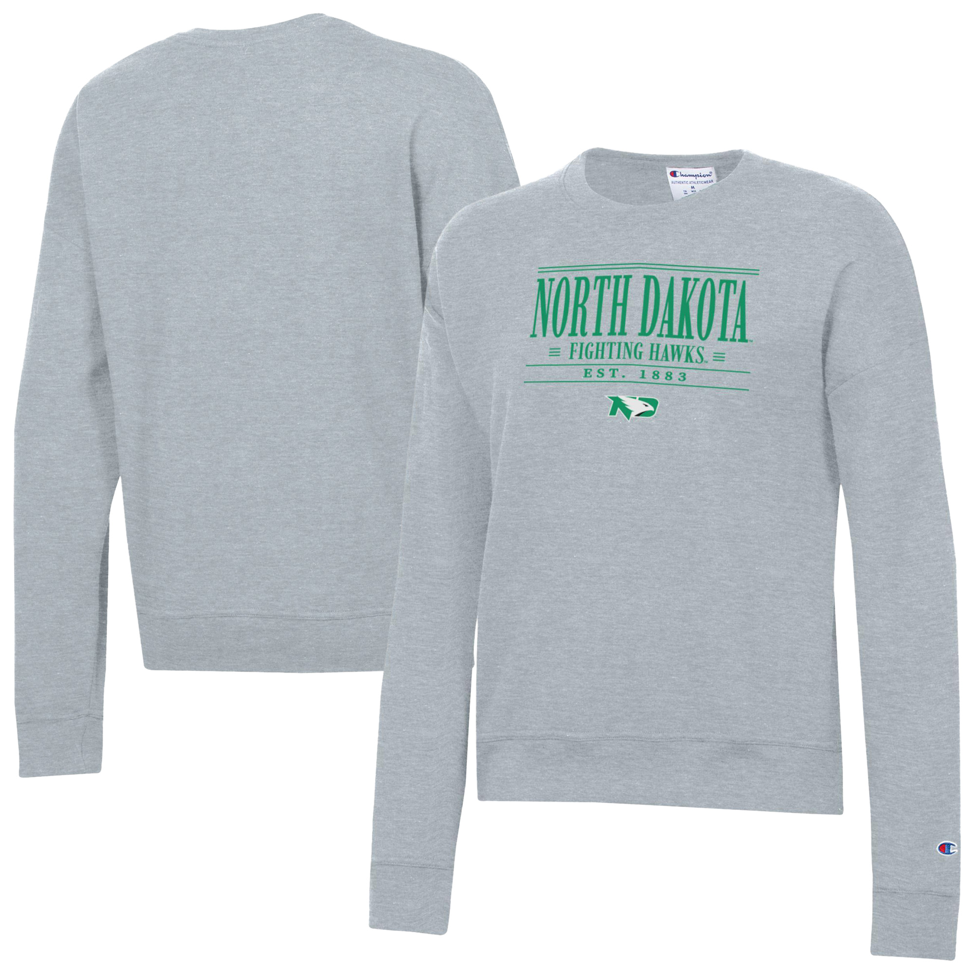 Women's Champion Gray North Dakota Powerblend Pullover Sweatshirt