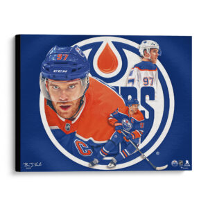 Connor McDavid Edmonton Oilers Stretched 20" x 24" Canvas Giclee Print - Designed and Signed by Artist Brian Konnick - Limited Edition of 25