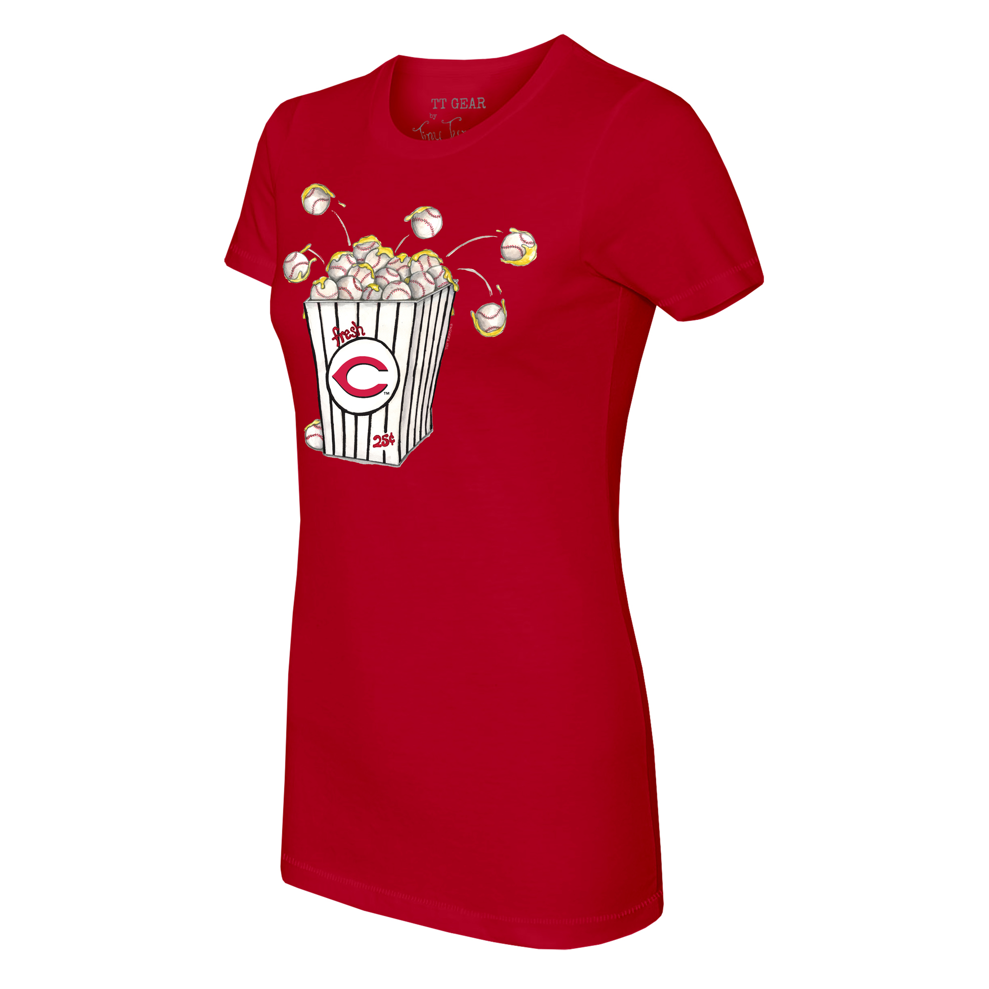 Women's Tiny Turnip Red Cincinnati Reds Popcorn T-Shirt - Image 3