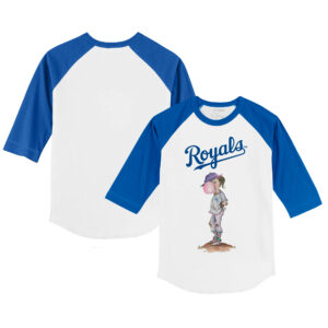 Infant Tiny Turnip White/Royal Kansas City Royals Bubbles Raglan 3/4 Sleeve T-Shirt