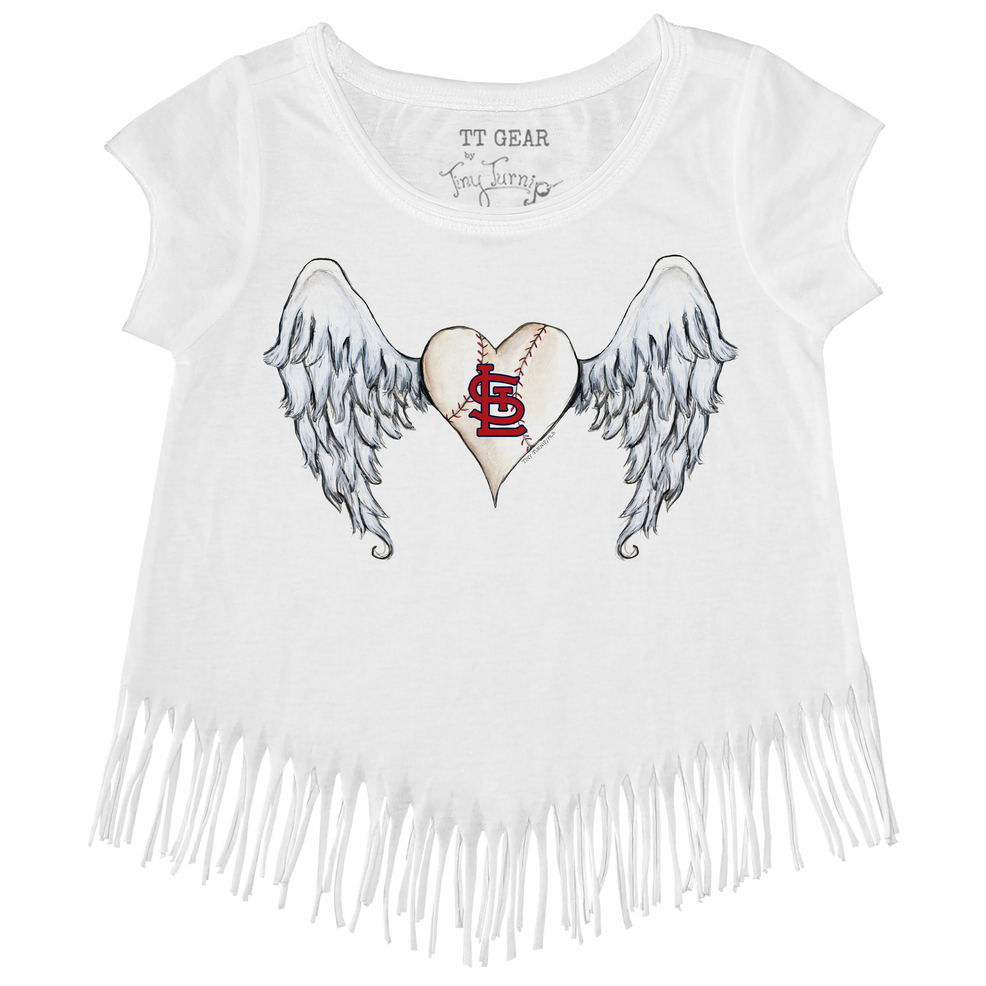 Girls Youth Tiny Turnip White St. Louis Cardinals Angel Wings Fringe T-Shirt - Image 3