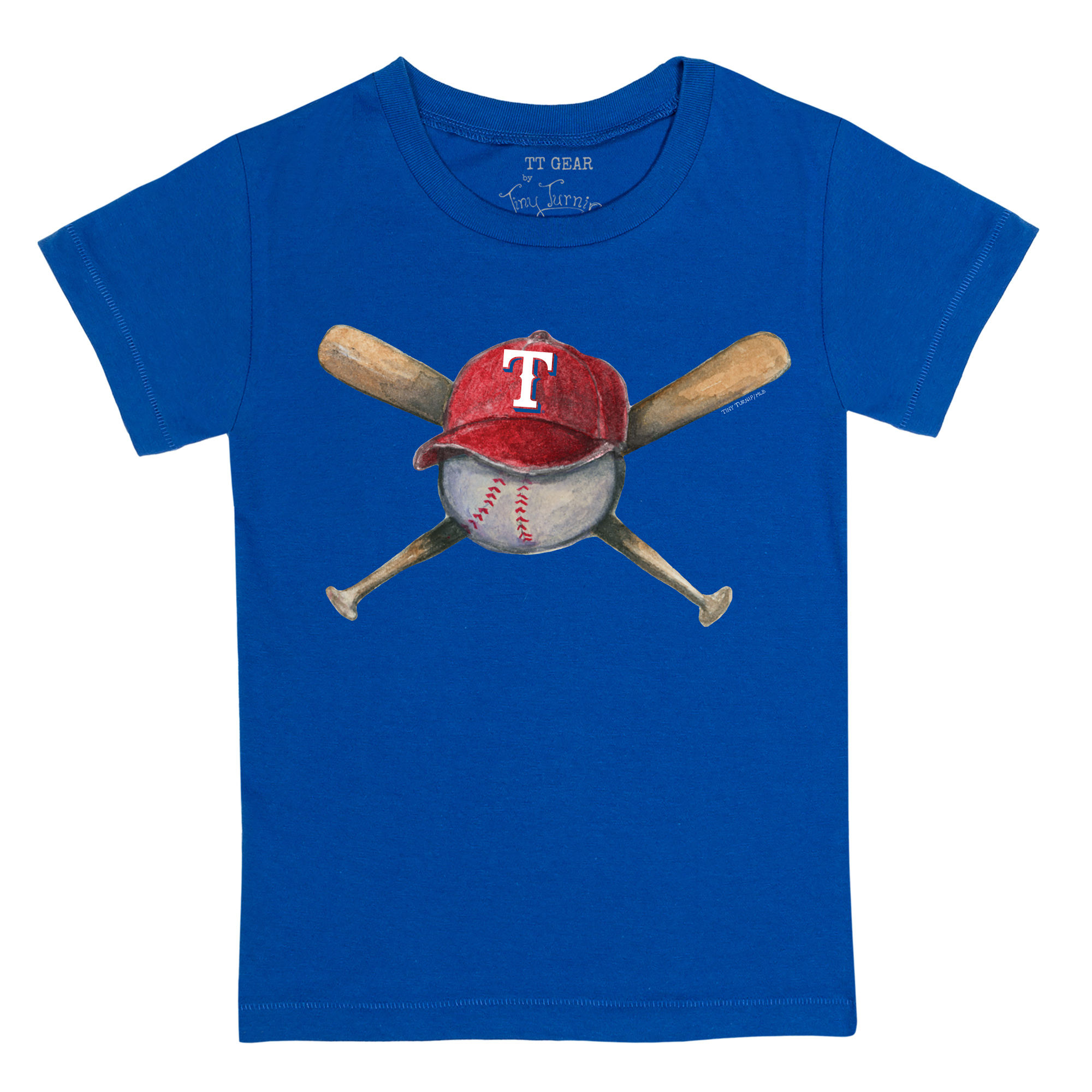 Youth Tiny Turnip Royal Texas Rangers Hat Crossbats T-Shirt - Image 3