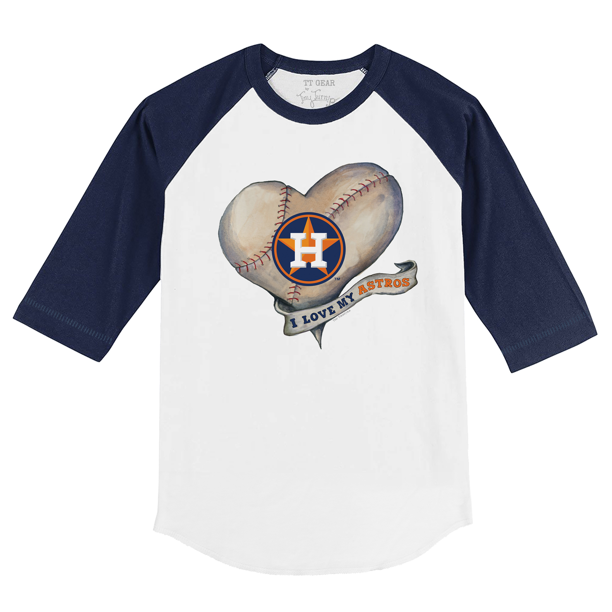 Youth Tiny Turnip White/Navy Houston Astros Heart Banner 3/4-Sleeve Raglan T-Shirt - Image 6