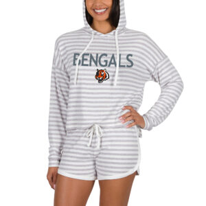Women's Concepts Sport Cream Cincinnati Bengals Visibility Long Sleeve Hoodie T-Shirt & Shorts Set