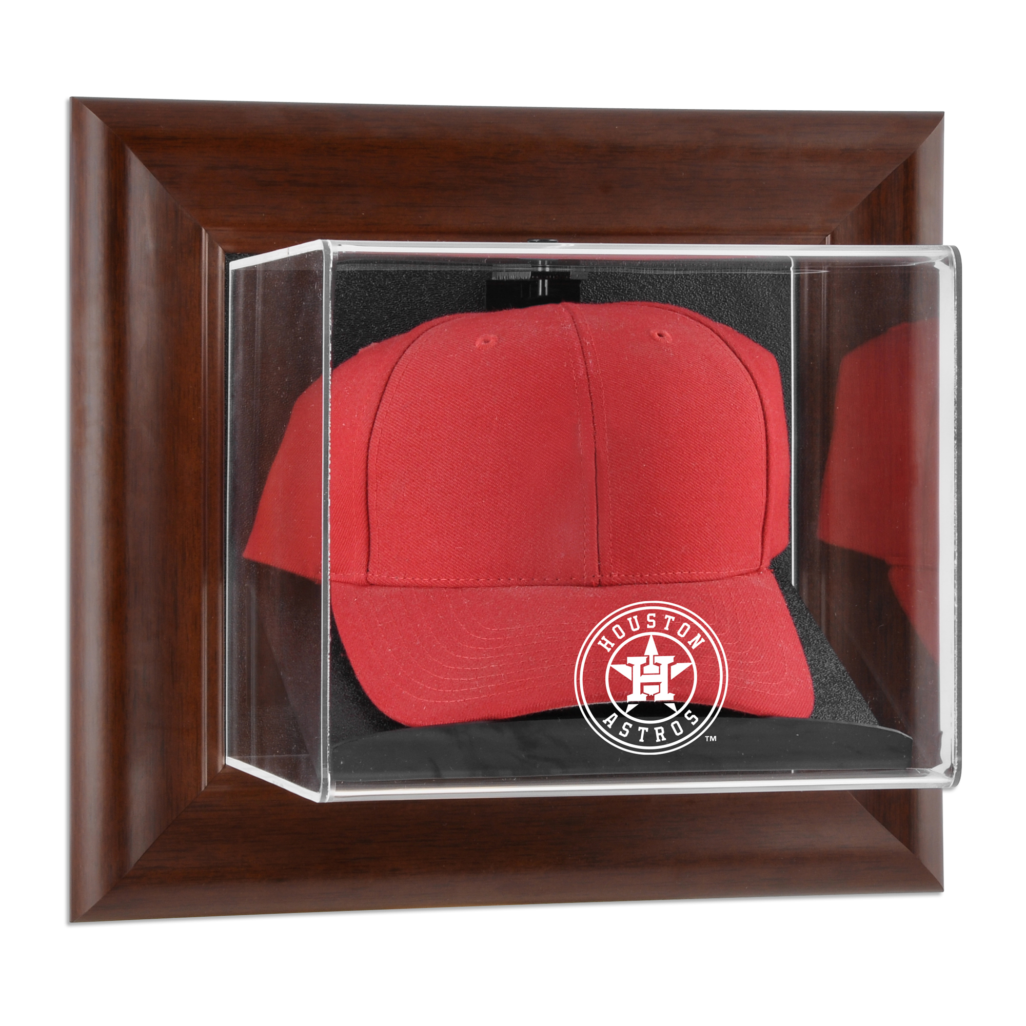 Houston Astros (2013-Present) Brown Framed Wall-Mounted Logo Cap Case
