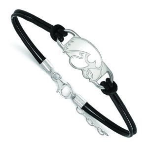 Women's Iowa Hawkeyes Sterling Silver Leather Bracelet