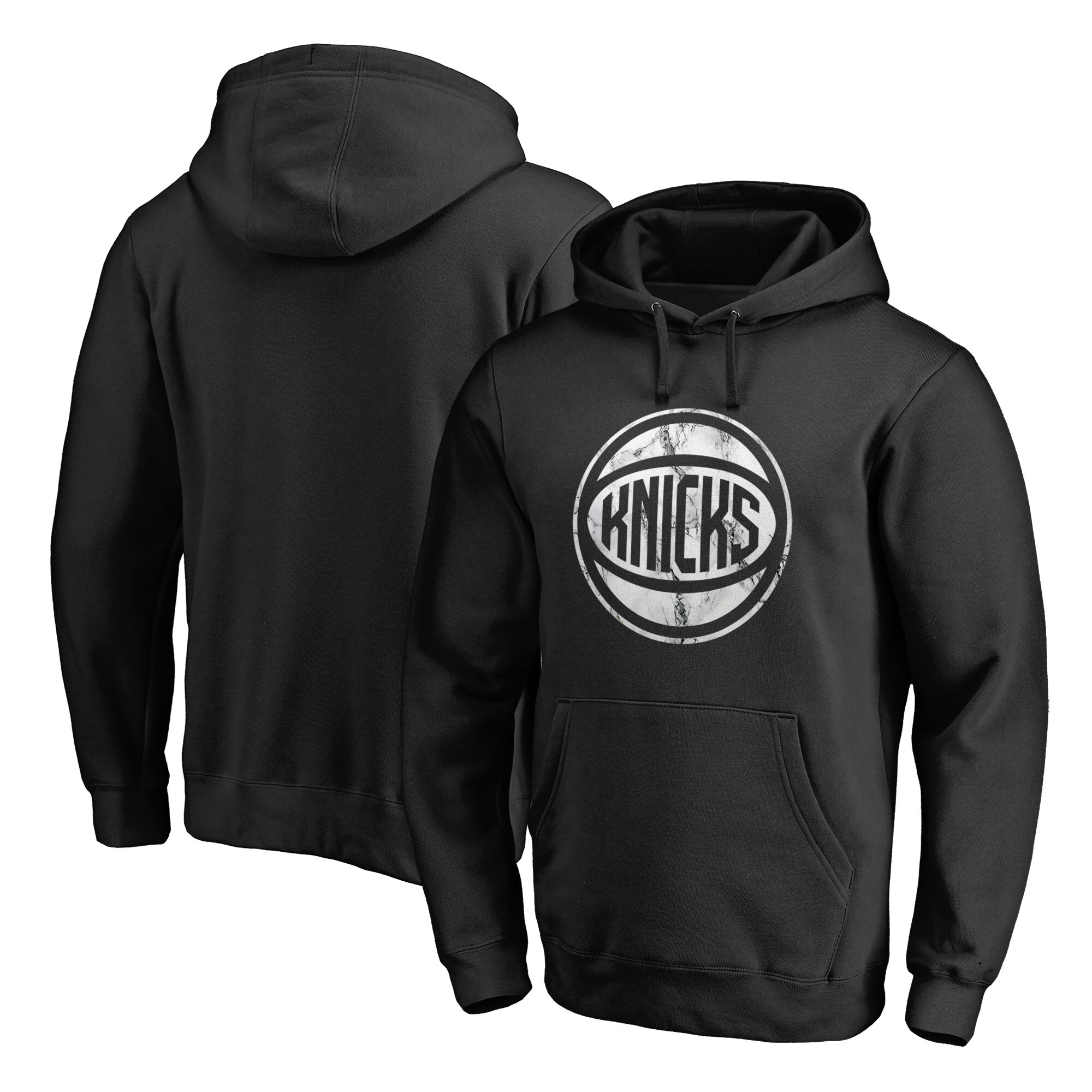 Men's Black New York Knicks Marble Logo Pullover Hoodie