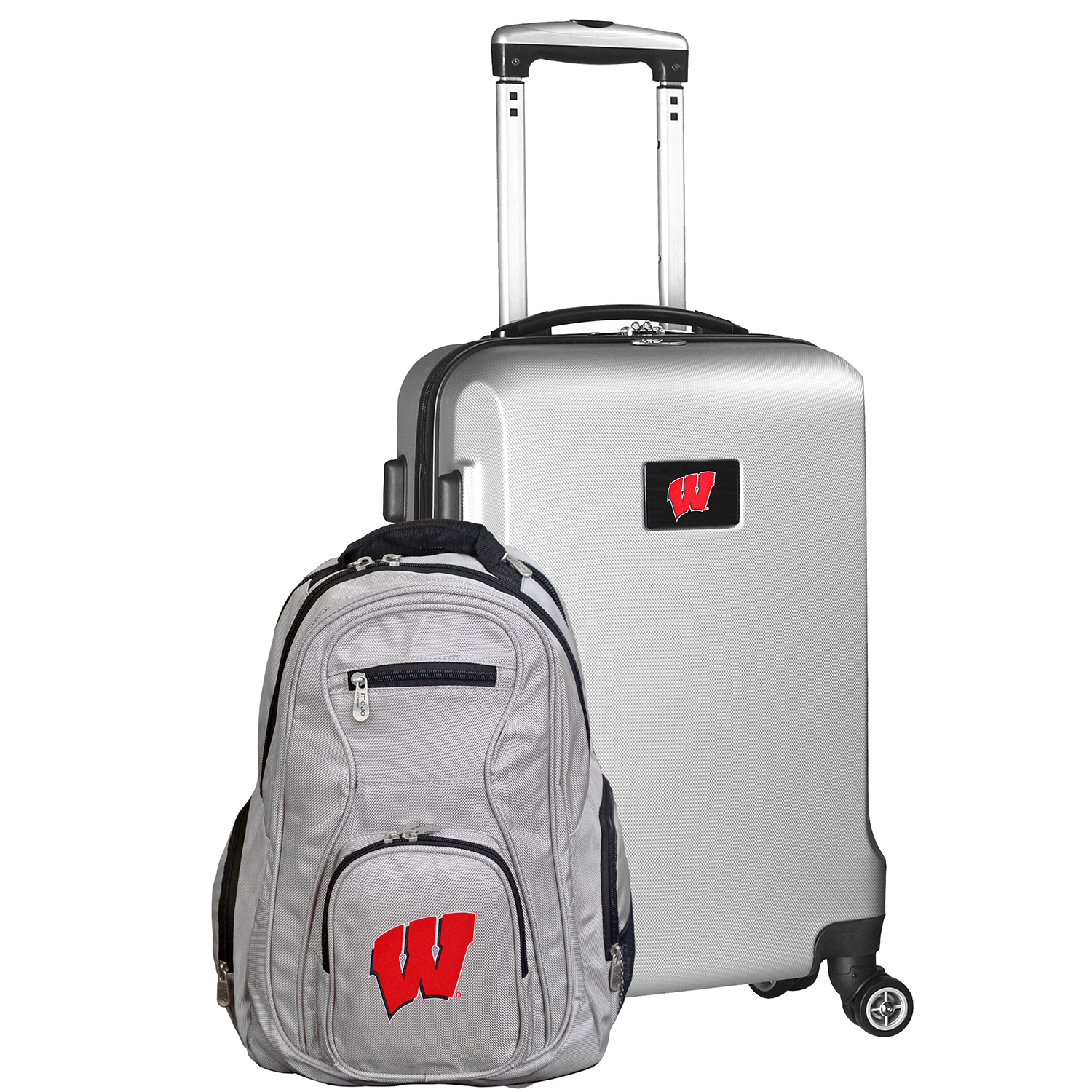 Wisconsin Badgers Deluxe 2-Piece Backpack and Carry-On Set - Silver - Image 3