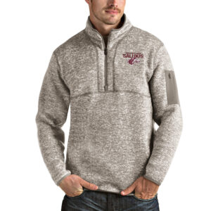 Men's Antigua Oatmeal Southern Illinois Salukis Fortune Half-Zip Pullover Jacket