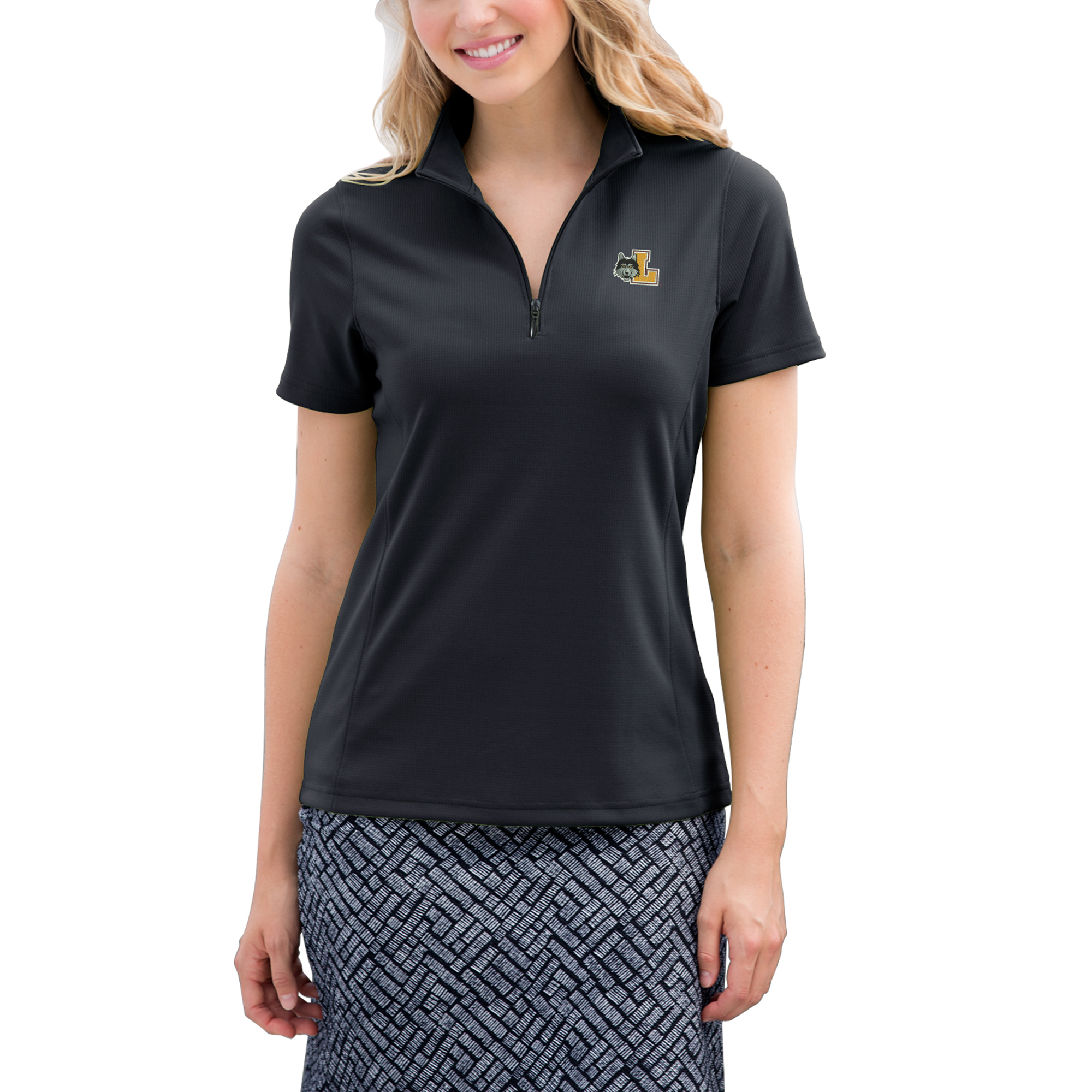 Women's Black Loyola Chicago Ramblers Vansport Micro-Waffle Mesh Polo