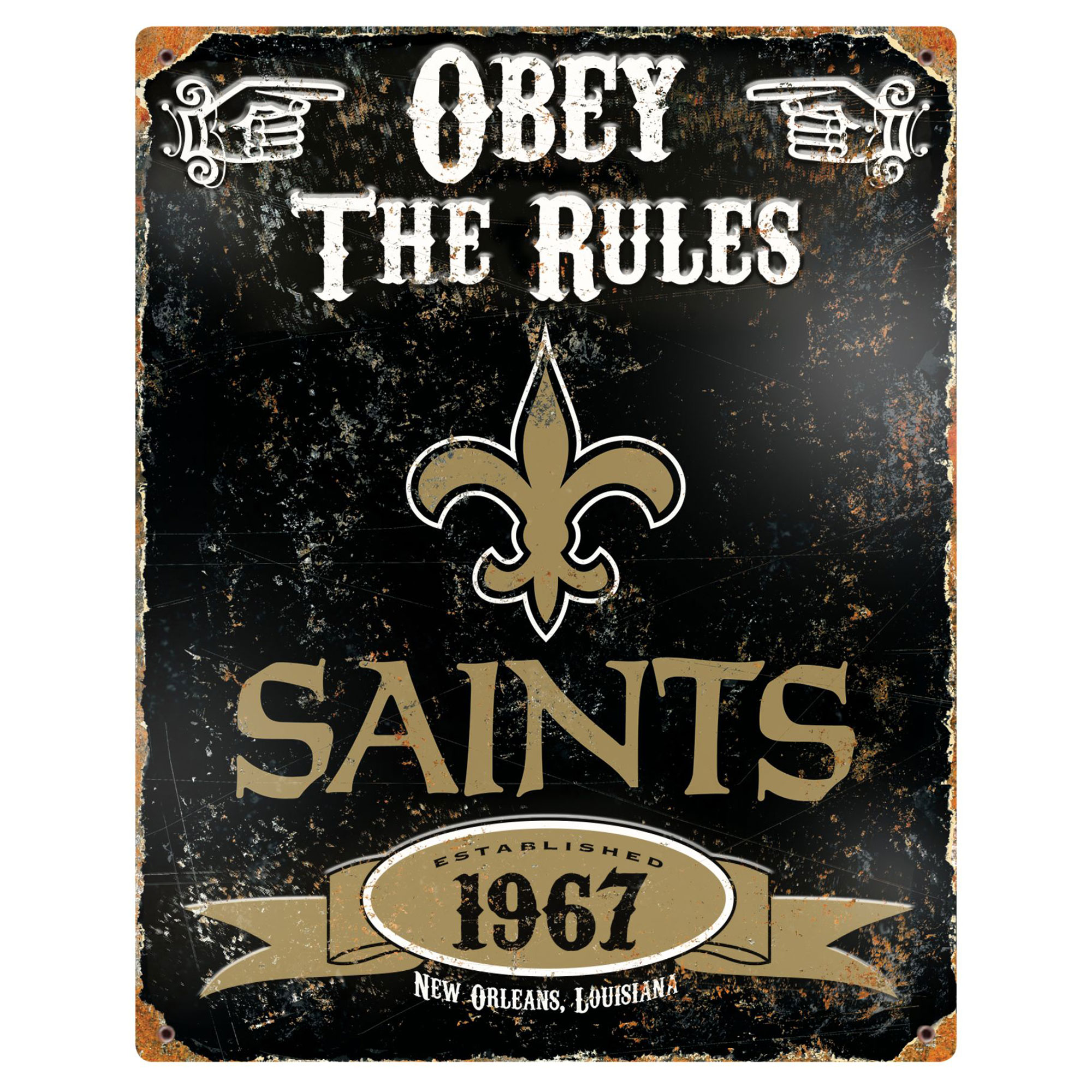 New Orleans Saints 14.5'' x 11.5'' Embossed Metal Sign