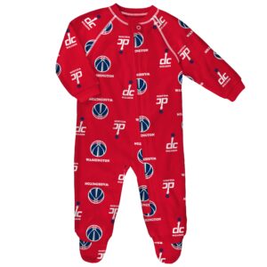 Infant Red Washington Wizards Team Raglan Full-Zip Sleeper