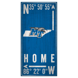 MTSU Blue Raiders 6'' x 12'' Team Coordinate Sign
