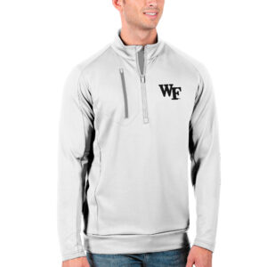 Men's Antigua White/Silver Wake Forest Demon Deacons Generation Half-Zip Pullover Jacket