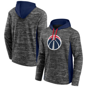 Men's Fanatics Heathered Charcoal/Navy Washington Wizards Instant Replay Colorblocked Pullover Hoodie