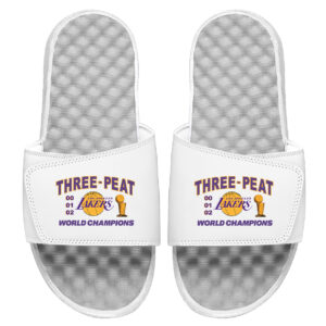 Men's ISlide White Los Angeles Lakers Throwback Champions Slide Sandals