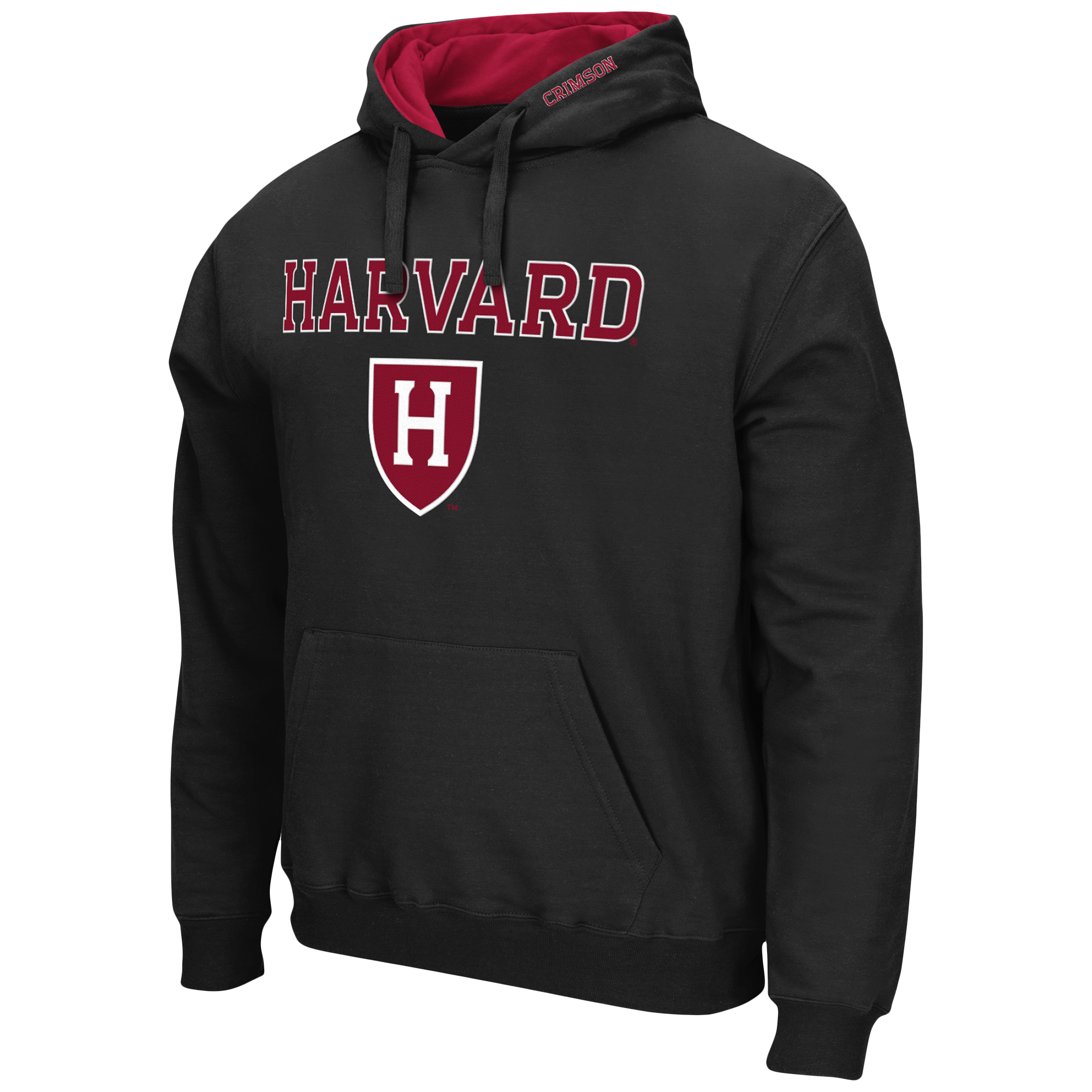 Men's Colosseum Black Harvard Crimson Arch and Logo Pullover Hoodie - Image 3