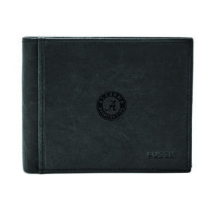 Men's Fossil Black Alabama Crimson Tide Ingram RFID Flip ID Bi-Fold Wallet