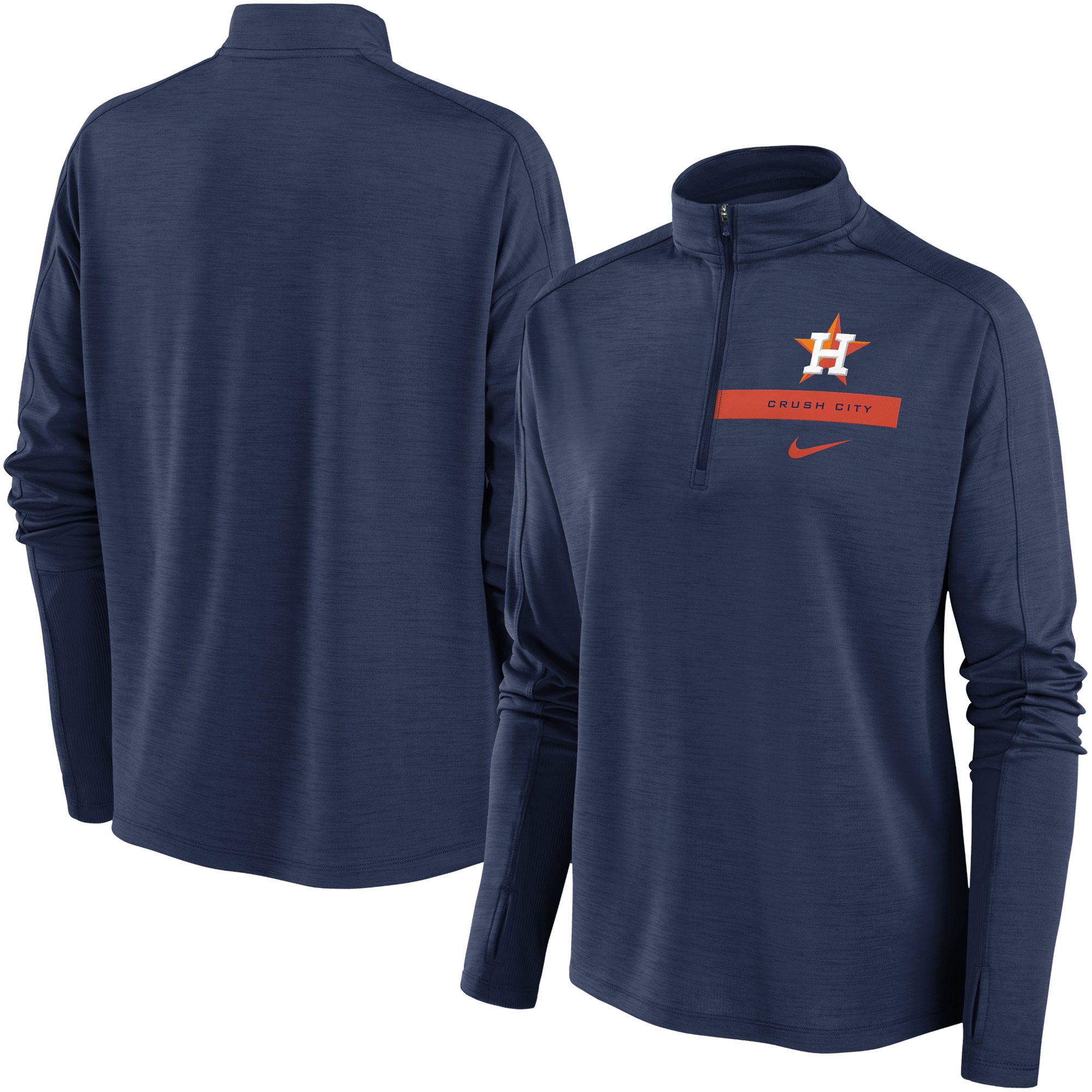 Women's Nike Navy Houston Astros Primetime Raglan Quarter-Zip Top - Image 5