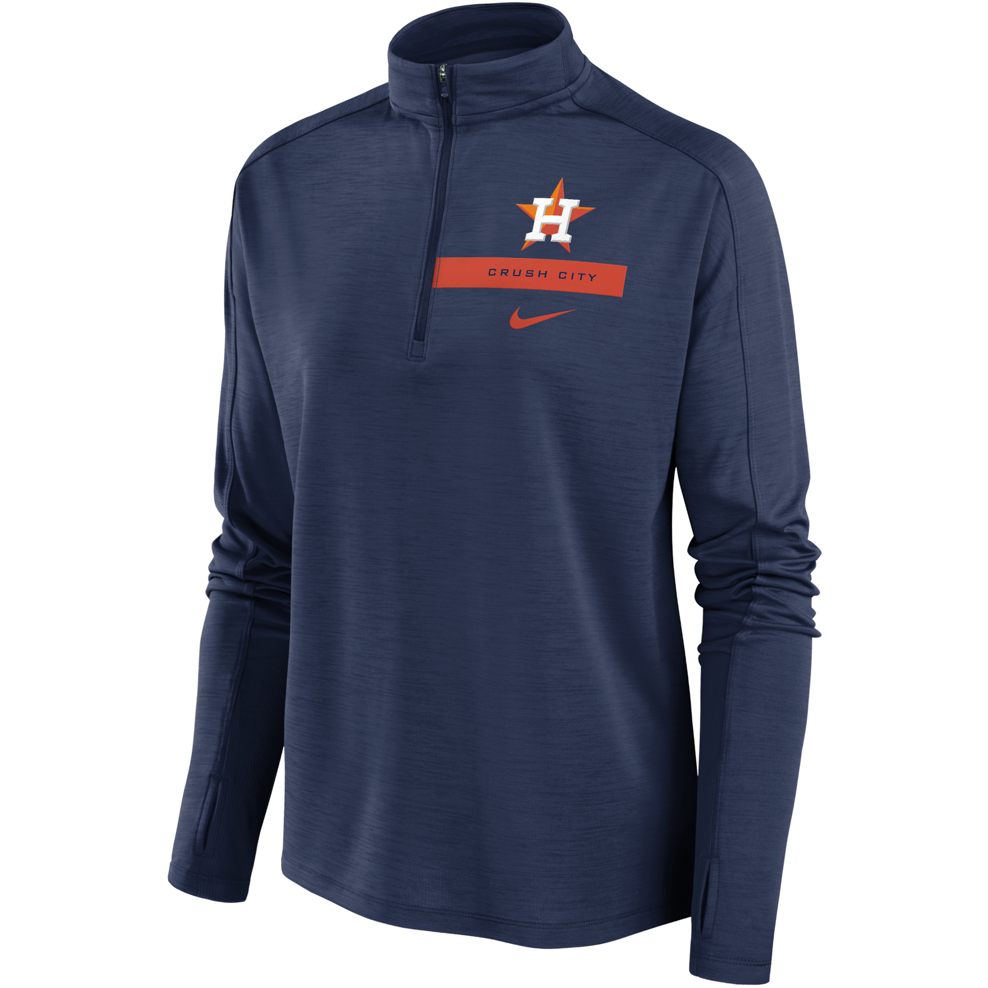 Women's Nike Navy Houston Astros Primetime Raglan Quarter-Zip Top - Image 3