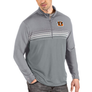 Men's Antigua Steel/Gray Cincinnati Bengals Pace Quarter-Zip Pullover Jacket