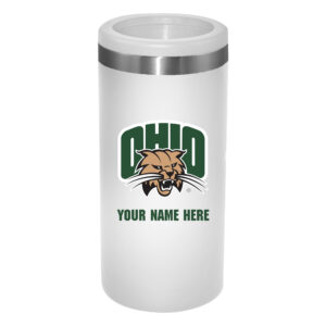White Ohio Bobcats 12oz. Personalized Slim Can Holder