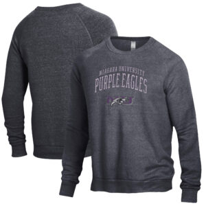 Men's Alternative Apparel Heathered Black Niagara University Purple Eagles The Champ Raglan Pullover Sweatshirt
