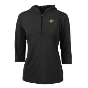 Women's Cutter & Buck Black Grambling Tigers Virtue Eco Pique Half-Zip 3/4 Sleeve Pullover Hoodie
