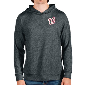 Men's Antigua Heathered Charcoal Washington Nationals Absolute Pullover Hoodie
