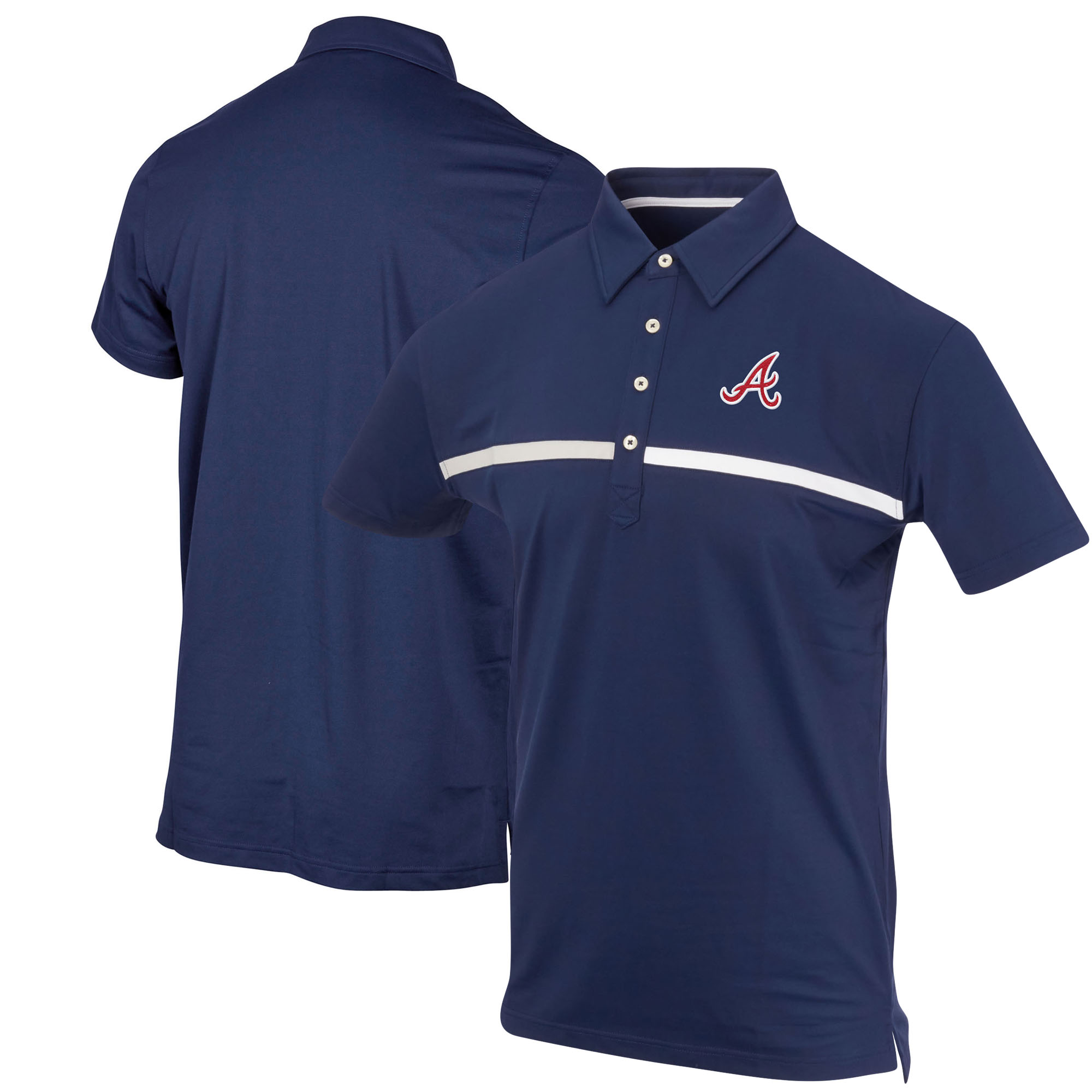 Men's Navy Atlanta Braves Color Blocked Stretch Polo