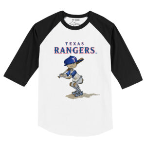 Toddler Tiny Turnip White/Black Texas Rangers Slugger Raglan 3/4 Sleeve T-Shirt