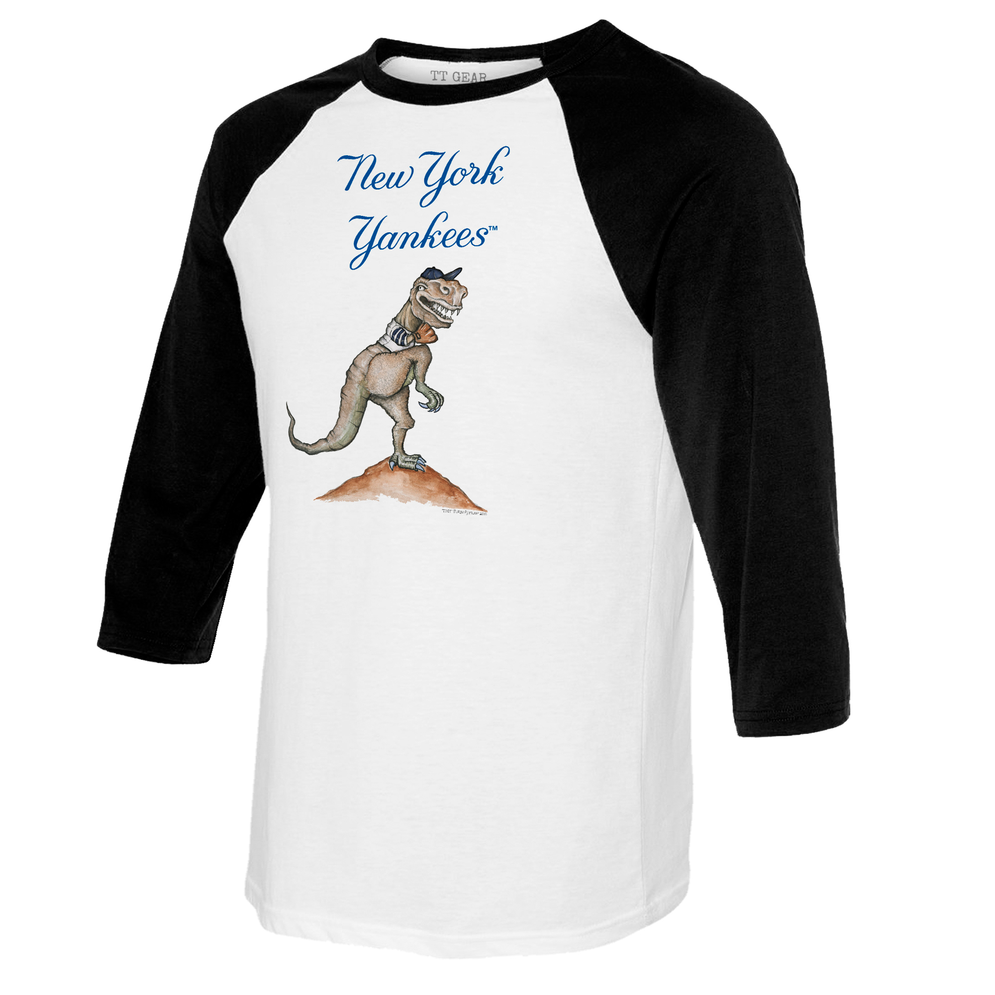 Youth Tiny Turnip White/Black New York Yankees TT Rex Raglan 3/4 Sleeve T-Shirt - Image 6